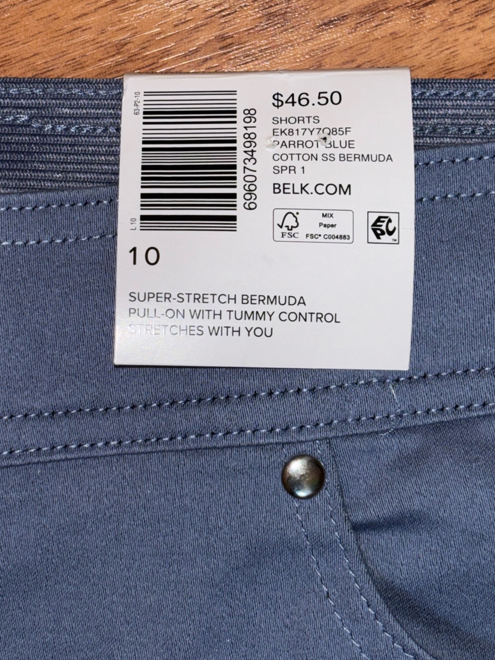 Women’s Medium Blue Comfort Stretch Shorts - Picture 3 of 3